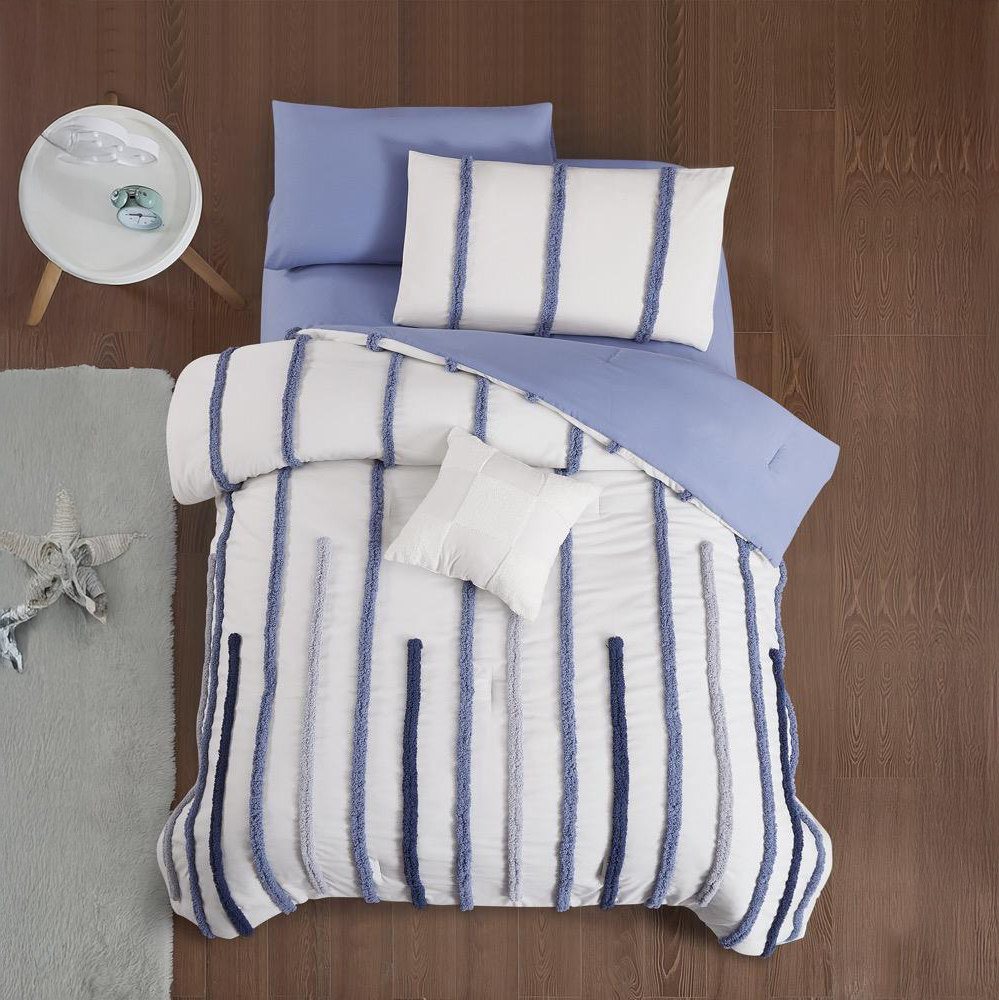 طقم غطاء تخت ميكروفايبر 5 قطع kids zone elton blue