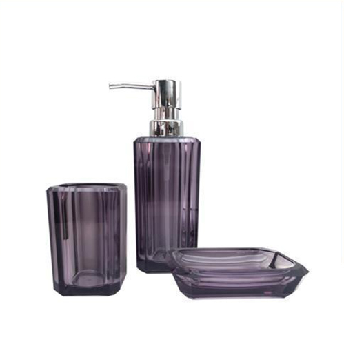 طقم اكسسوارات حمام شفاف 3 قطع clear purple