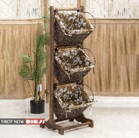 سلة قش 3 رفوف قماش 6043