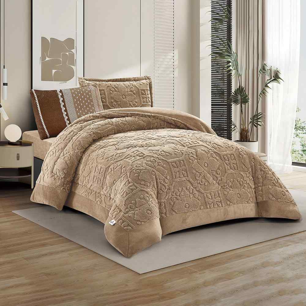 مفرش شتوي مفرد+  طحيني lux