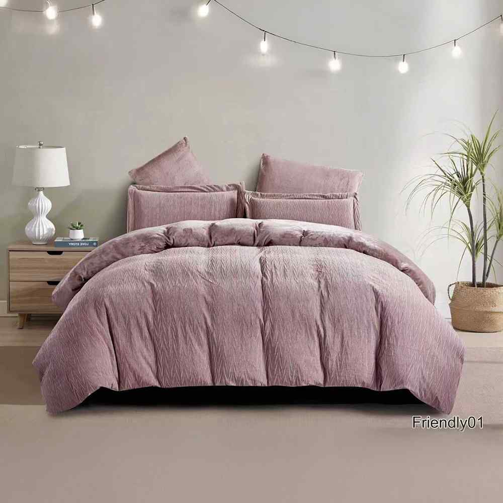 طقم مفرش مجوز شتوي FRINDLY 01 زهري