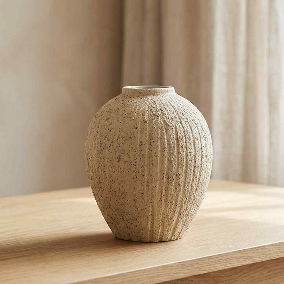 فاز فخار 25 سم بيج