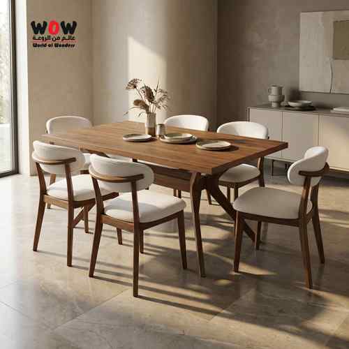 طاولة سداسي خشب ماليزي بني