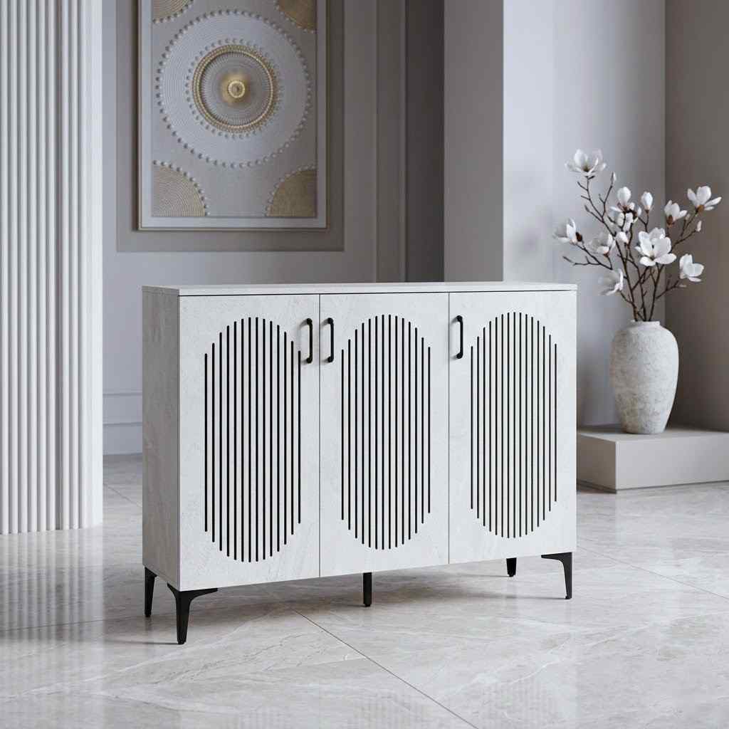 خزانة احذية خشب 3 دفات ابيض