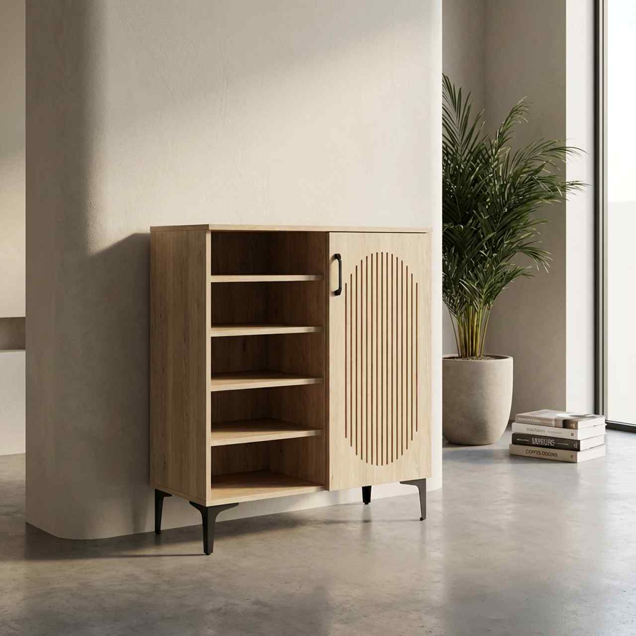 خزانة احذية خشب دفتين كريم