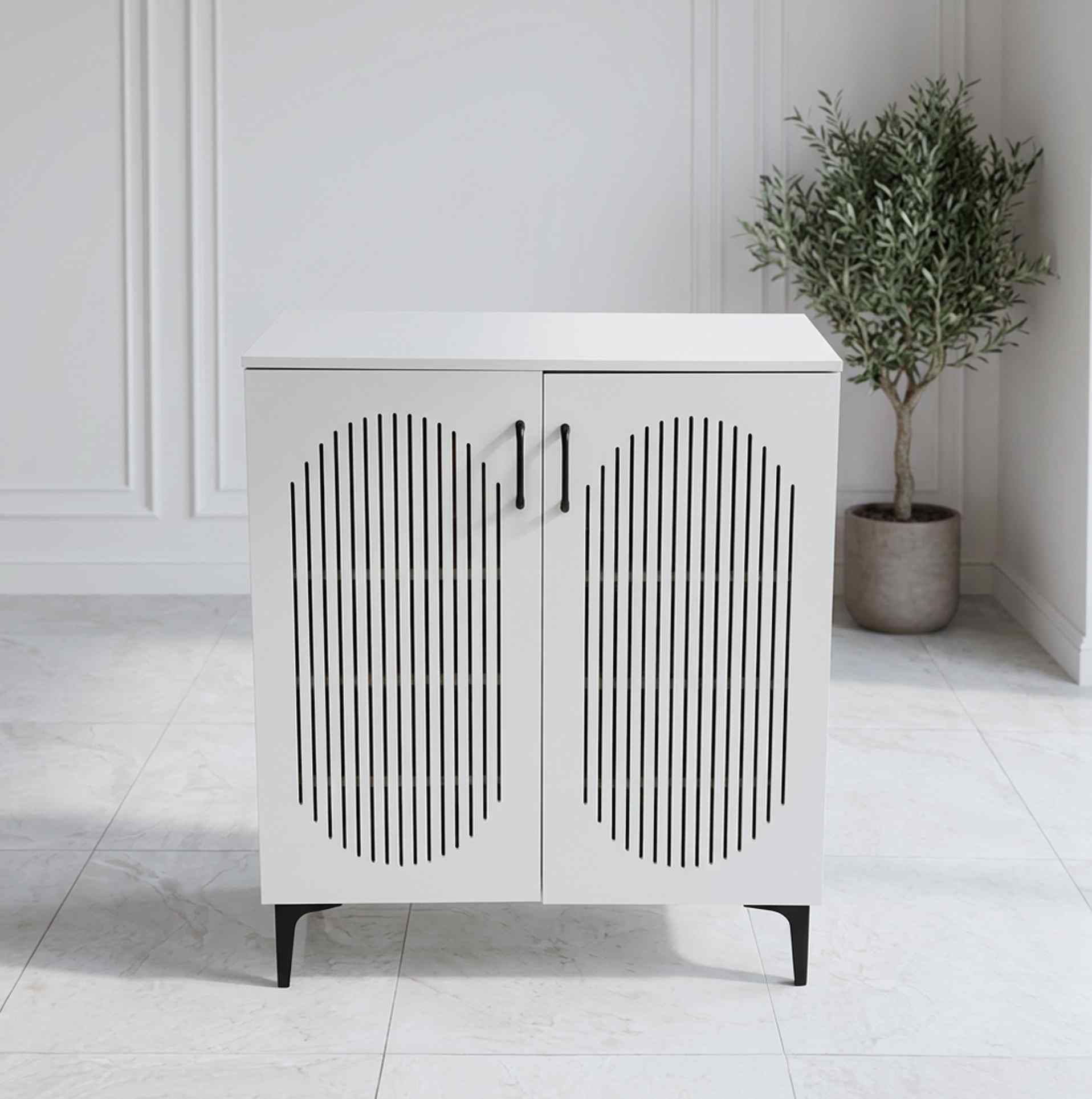 خزانة احذية خشب دفتين ابيض