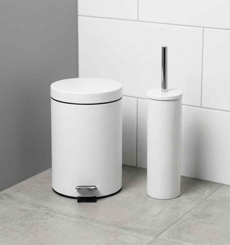 سطل قمامة 5 لتر + فرشاة زجزاج ابيض