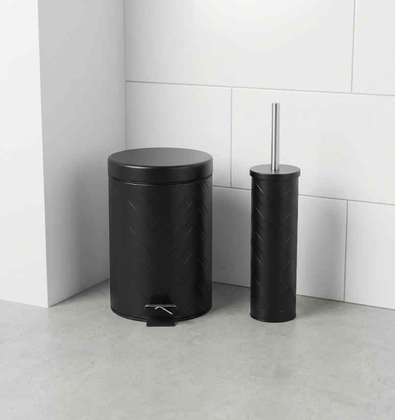 سطل قمامة 5 لتر + فرشاة زجزاج اسود