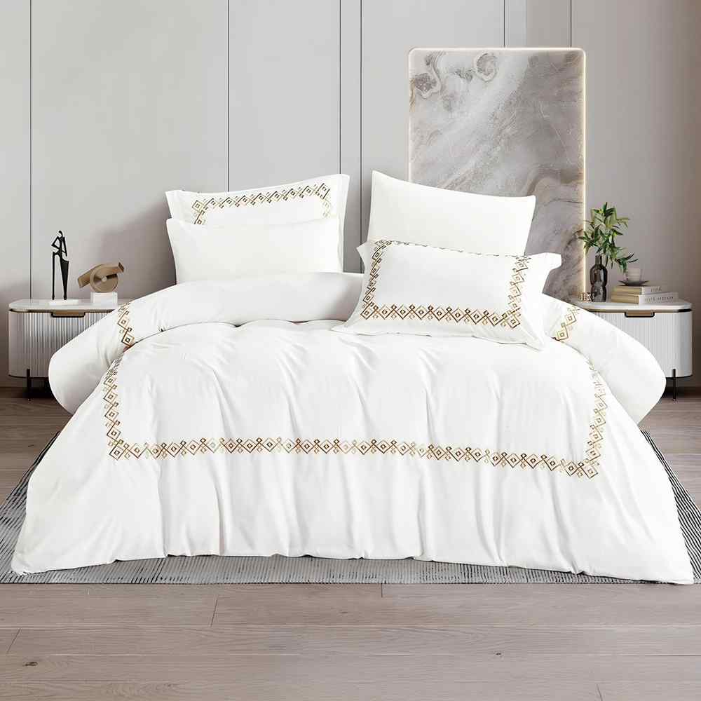 مفرش مجوز LINEN 01 ابيض/ذهبي