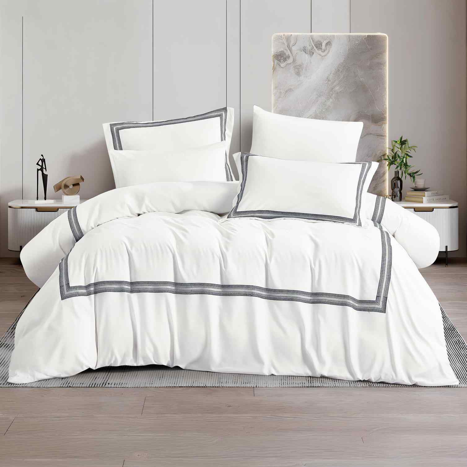 مفرش مجوز LINEN 05 ابيض/كحلي