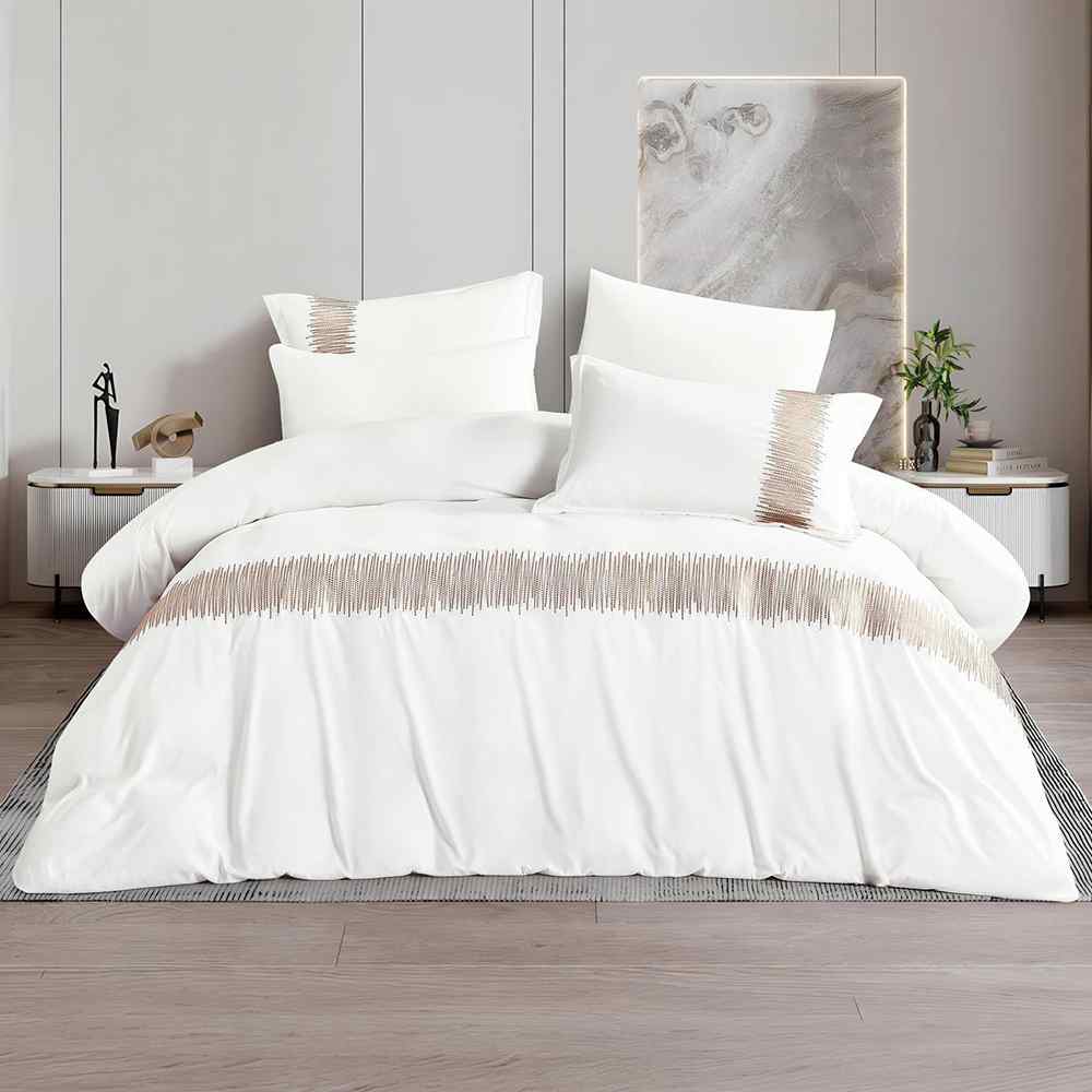 مفرش مجوز LINEN 03 ابيض/برونزي