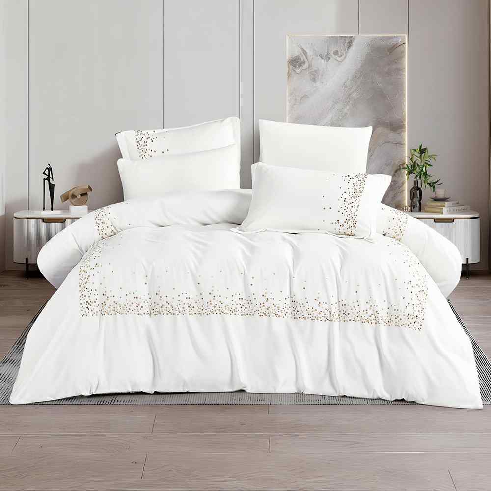 مفرش مجوز LINEN 04 ابيض/برونزي منقط