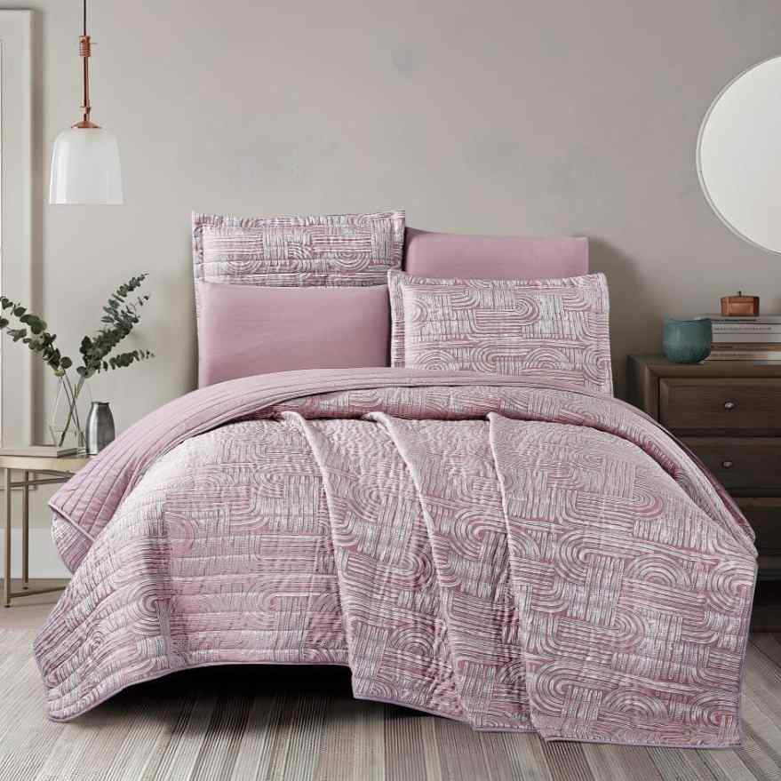 مفرش مفرد 4 قطع العتبة جوبلن lines زهري