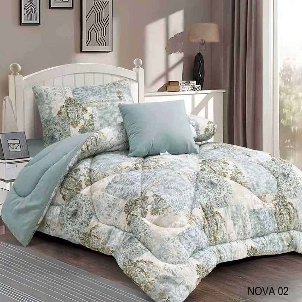 طقم لحاف مفرد 4 قطع نوفا مشجر 02 - ازرق