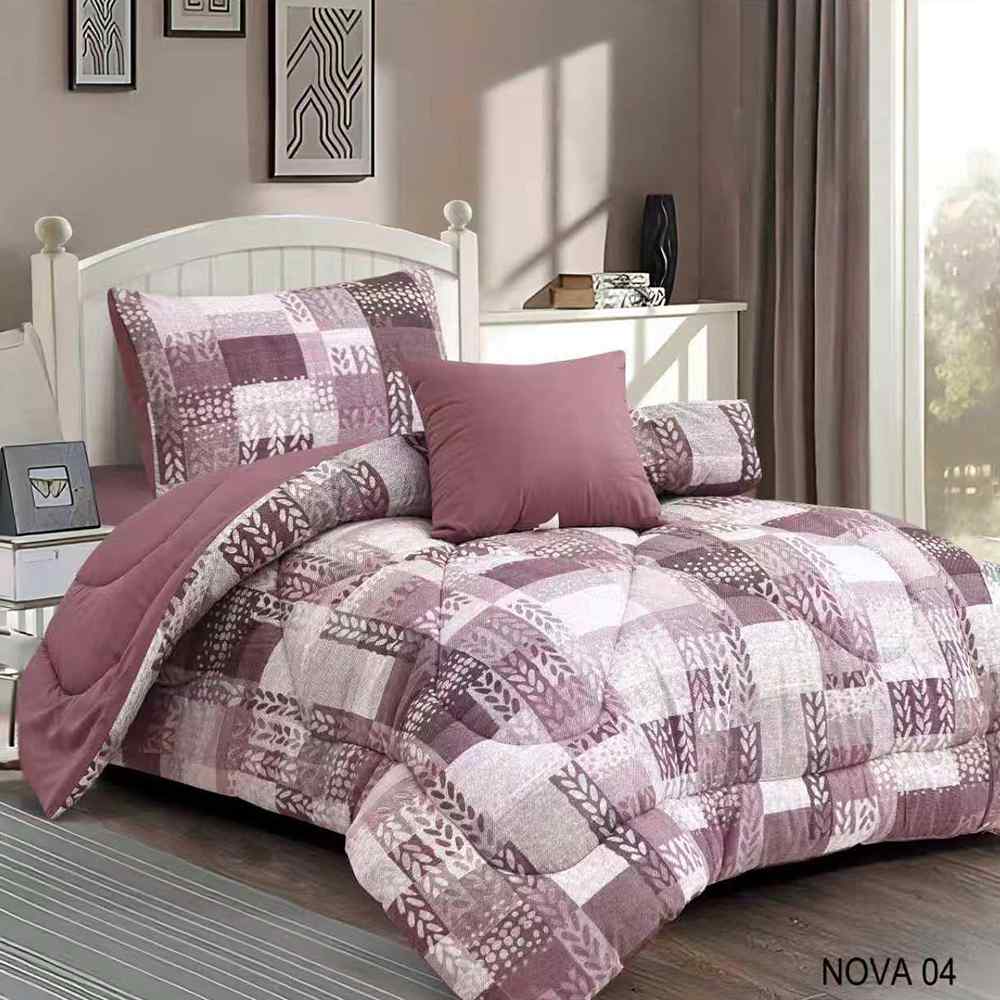 طقم لحاف مفرد 4 قطع نوفا معرق 04 - ليلكي