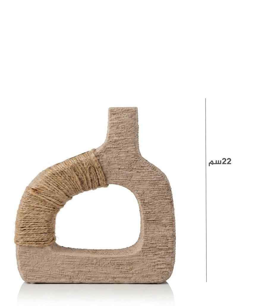 فاز فخار عنق طويل بني حبل 22 سم P-34
