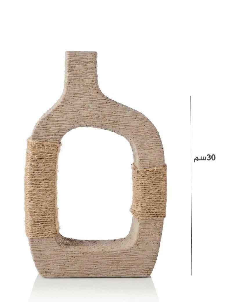فاز فخار عنق طويل بني حبل 30 سم P-33