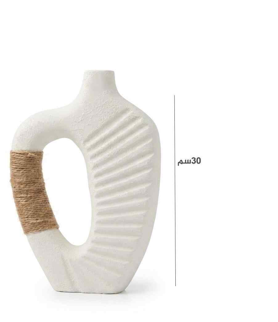 فاز فخار عنق طويل ابيض 30 سم P-30