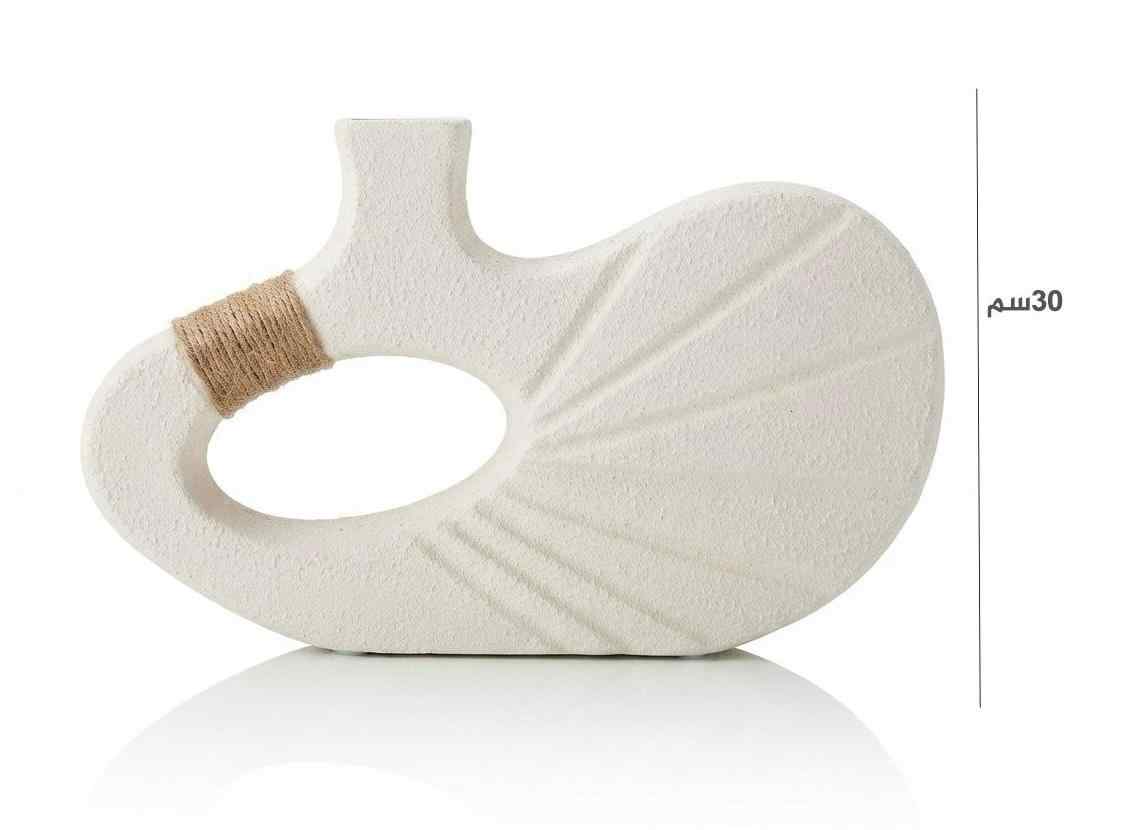 فاز فخار عنق طويل ابيض 18 سم P-31